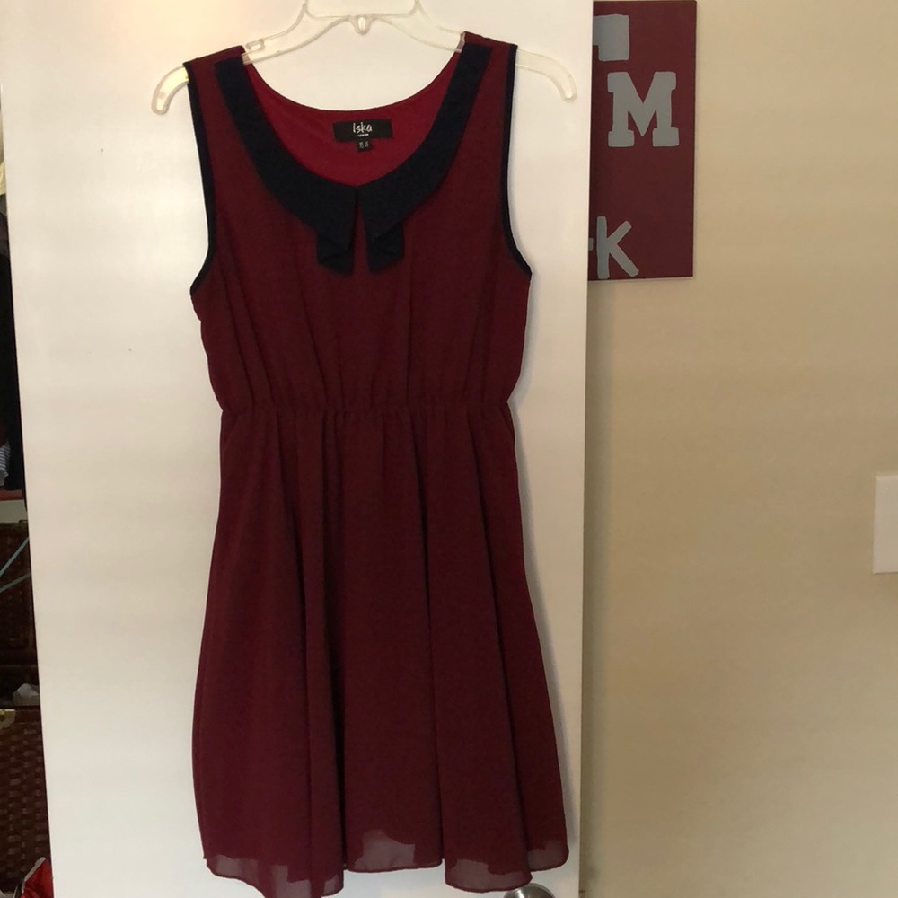 Iska London Dress Maroon and Navy